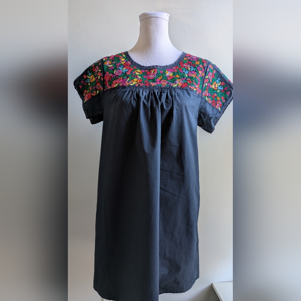 EUC...Madewell X JM Dry Goods La Novia Blue Embroidered Dress Womens Size M